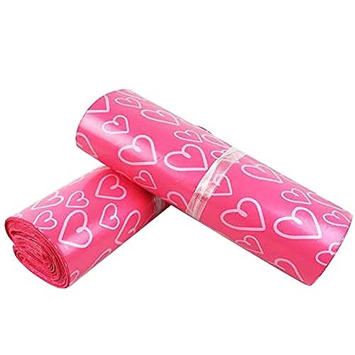 Ycagrain 100 Stück rosa Herz-Kurierverpackungstaschen, dicke Aufbewahrungstasche, wasserdichte Taschen, Umschlag, Versandtaschen, Posttaschen, 28 x 42 cm von Ycagrain