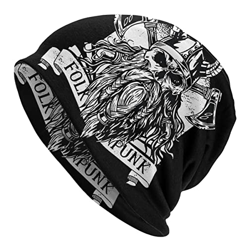 YeSbTx Print Hat Wikinger-Mütze, Doppelt Dünner Hut, Ehrfurcht, Helm, Odin, Krieger, Axt, Wikinger-Stil, Strickmütze, Angelmütze, Hip-Hop-Ohrenschützer, Straßen-Mütze, Atmungsaktive Mütze, Schwarz von YeSbTx