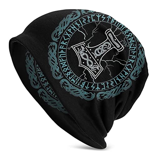 Print Hat Wikinger-Stil Beanie Strickmütze Wikinger Vegvisir Kompass Herren Damen Strickmütze Winter Warme Mütze Beanie Mütze Nordisches Geschenk, Wikinger Stil Heidnisches Amulett Winddichter Fischer von YeSbTx