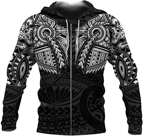 Viking Wolf Drache Tattoo Herren Hoodie, 3D -Druck nordische Mythologie Mode Lose Kapuze Sweatshirt Oversize Paar Pullover Autumn Casual Reißverschluss Jacke ( Color : White Hoodie Zip , Size : XL ) von YeSbTx