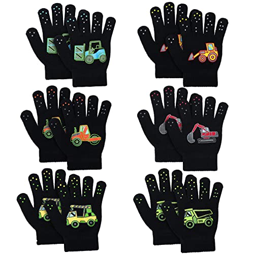 6 Paar Warme Strickhandschuhe,Stretch Vollfinger Handschuhe,Kinderhandschuhe Vollfinger,Strickhandschuhe Kinder,Zauberhandschuhe Kinder,Unisex Kinder Winterhandschuhe,Handschuhe Kinder Stretch von YeahBoom