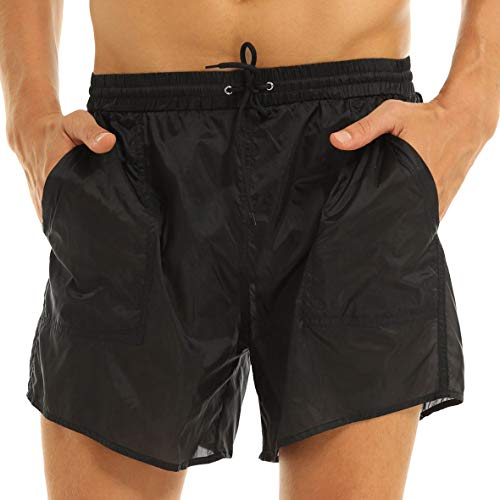 Yeahdor Herren Badeshorts Durchsichtig Kurze Hose Boxershorts Mit Kordelzug Bikini Slip Badehose Schwimmhose Strand Surfen B Schwarz B L von Yeahdor