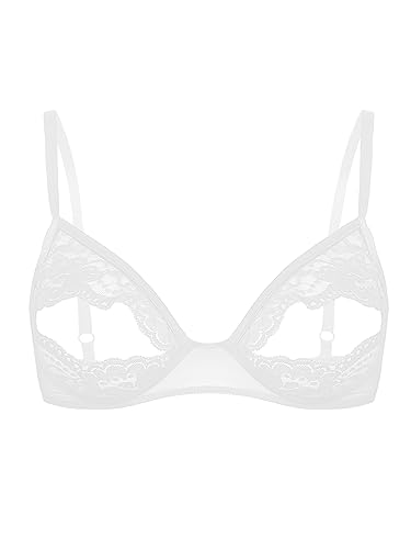 Yeahdor Damen BH Spitze Offene Brust Brustfrei Transparent Bra Hebe Bralette Verführerisch Unterhemd Dessous Unterwäsche Aa Weiß S von Yeahdor