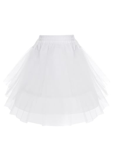 Yeahdor Kinder Rock Unterrock Petticoat Mädchen Reifrock Reifenlos Röcke Tutu Rock mit Klettverschluss für Abendkleid Ballkleid Weiß One Size von Yeahdor