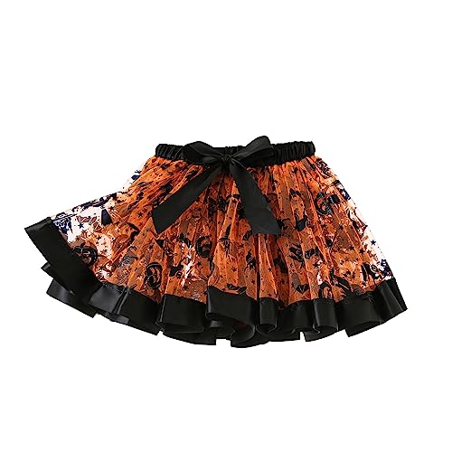 Yealoo Mädchen Röcke Halloween Tüllrock Kinder Rock Tulle Tutu Halloween Rock 5-8 Jahre 5-8 Jahre Orange/Schwarz von Yealoo