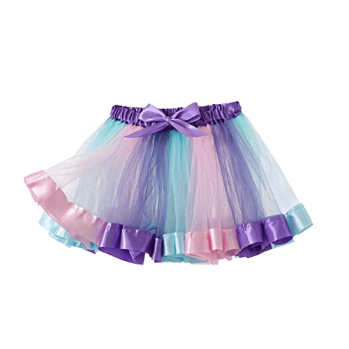 Yealoo Mädchen Tanzkleidchen Regenbogen Tüllrock Rock Tütü Tutu Rock Tanzkleid von Yealoo