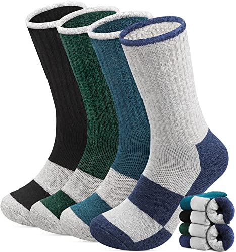 Yeblues Thermosocken Herren,5 Paar Dicke Wintersocken Warme Socken,Wollsocken Thermo Socken Männer, Atmungsaktiv Warm Merino Winter für Outdoor Wandern Lauf Skisocken von Yeblues