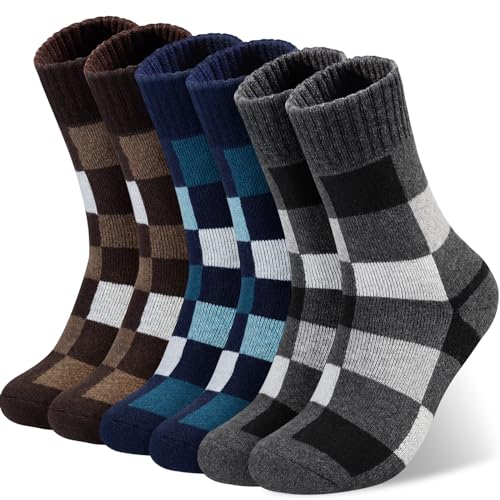 Yeblues Thermosocken Herren,3Paar Dicke Wintersocken Warme Socken,Wollsocken Thermo Socken Männer, Atmungsaktiv Warm Merino Winter für Outdoor Wandern Lauf Skisocken 47-50 von Yeblues