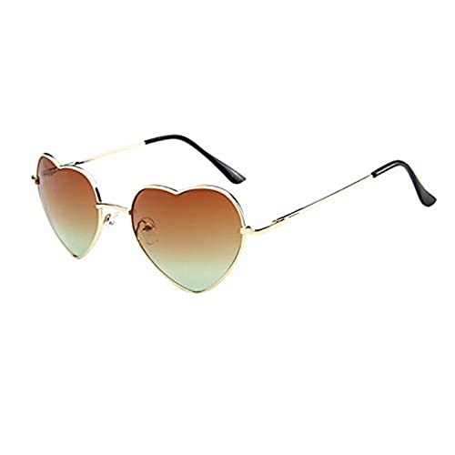 Yeehliny Unisex Rahmen Herzform Gläser Brille Herren Damen Retro Hippie Stil Sonnenbrillen mit Farbverlauf Linse, Mode UV Schutz Sunglasses Sonnenbrille für Reise, Fahren Angeln (L) von Yeehliny