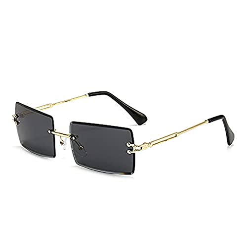 Yeehliny Unisex Rechteckige Sonnenbrille Randlose Sonnenbrille für Damen und Herren Vintage Rahmenlose Sonnenbrille Retro UV400 Rechteck Brillen Eyewear, Metall Brillenfassungen (C) von Yeehliny