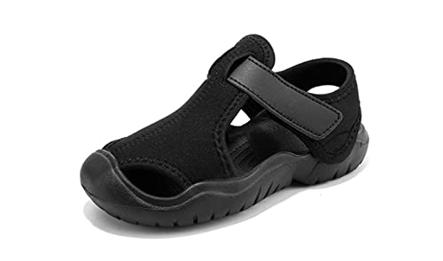 Yeeteepot Kinder Sandalen Jungen Mädchen Strandschuhe Sommer Geschlossene Outdoorsandalen Rutschfest Trekkingsandalen Atmungsaktiv Wandersandalen Schwarz 26 EU = 27 CN von Yeeteepot