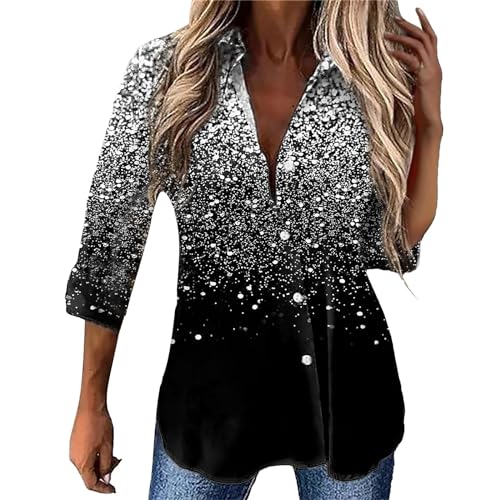 Yekdmxop Elegante Damenbluse mit Pailletten, Curvy, V-Ausschnitt, Glitzertops, Silvester, Silber, Langarm, Bluse, Übergröße, Glitzer, Gold, Netz, Abendkleid, Strass, Weihnachtshemd, T-Shirt, silber / Yekdmxop Elegante Damenbluse mit Pailletten, Curvy, V-Ausschnitt, Glitzertops, Silvester, Silber, Langarm, Bluse, Übergröße, Glitzer, Gold, Netz, Abendkleid, Strass, Weihnachtshemd, T-Shirt, silber / von Yekdmxop