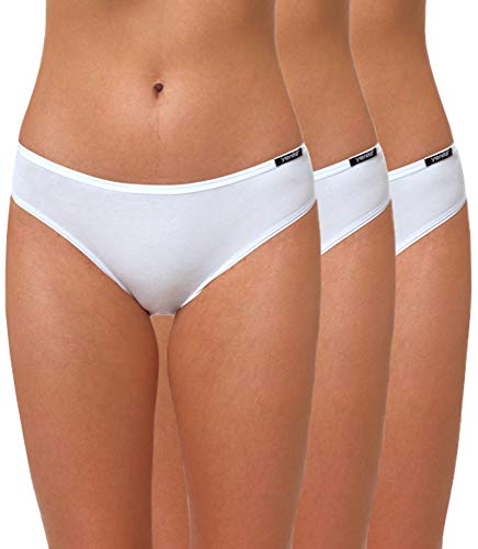 Yenita 3er Set Damen Basic Unterwäsche-Collection, Bikini-Slip, Weiss, Gr. S von Yenita