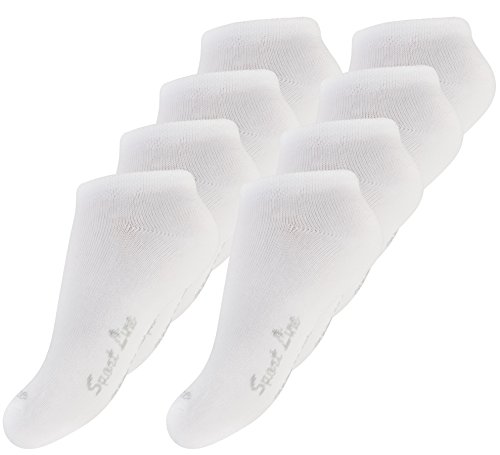 Yenita 8 Paar Kinder Sneaker Socken Sport Line, Mädchen Jungen Socken weiss, Gr. 23-26 von Yenita