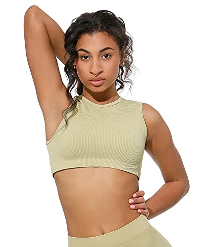 Yenita Ärmelloses Bauchfreies Damen top - Crop Tank Top Ribbed Collection grün, Gr. XS-S Yenita Ärmelloses Bauchfreies Damen top - Crop Tank Top Ribbed Collection grün, Gr. XS-S von Yenita