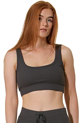 Yenita Crop Tank Top, Ärmelloses Kurztop aus Rippjersey für Damen, anthrazit, Gr. XL von Yenita