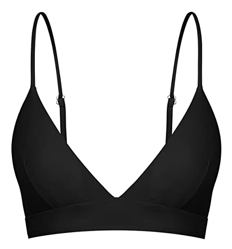 Yenita Damen Beachwear Triangel Bikini Oberteil, schwarz, Gr. XL von Yenita