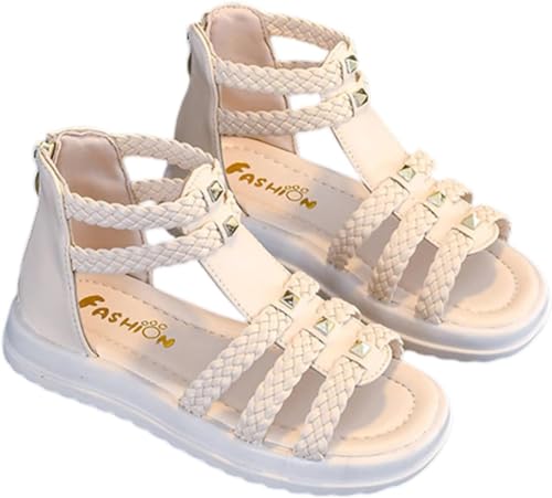 Yeooa Mädchen Kinder Sommer Sandalen rutsch feste flache Boden Strands andalen mit Knöchel Reiß verschluss Komfortable leichte flexible atmungsaktive Sandalen (Weiß,31) von Yeooa