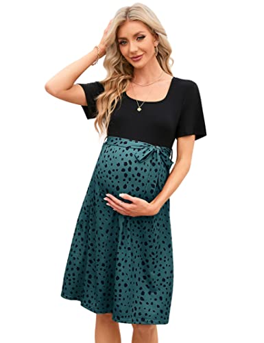 YesFashion Damen Elegant Umstandskleid Quadratischer Kragen Stillkleid mit Gürtel Sommer Schwangerschaftskleid Grün XXL YesFashion Damen Elegant Umstandskleid Quadratischer Kragen Stillkleid mit Gürtel Sommer Schwangerschaftskleid Grün XXL von YesFashion