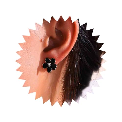 Yheakne Boho Emaillierte Schwarze Blumen Ohrringe Schwarze Blumen Ohrstecker Kleine Ohrringe Ohne Piercing Schwarze Cz Blume Clip On Ohrringe Schmuck Für Frauen Und Mädchen von Yheakne