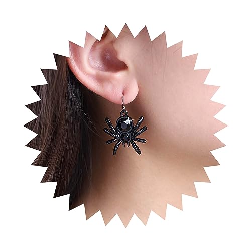 Yheakne Punk Onyx Spinne Ohrringe Schwarz Spinne Haken Ohrringe Boho Spinne Tropfen Ohrringe Acryl Spinne Horror Ohrringe Schmuck Für Frauen Und Mädchen von Yheakne