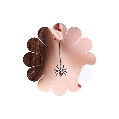 Yheakne Punk Ruby Spider Drop Ohrringe Schwarz Cz Spider Baumeln Ohrringe Gothic Ruby Spider Ohrringe Punk Lange Quaste Kette Ohrringe Schmuck Für Frauen Und Mädchen von Yheakne