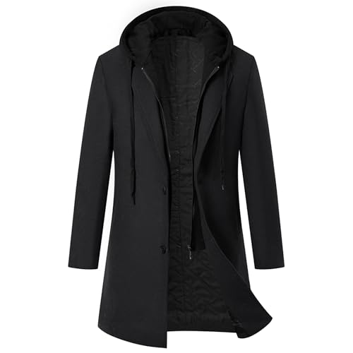 YiJee Herren Wintermantel, Slim Fit Zweiteiliger Mantel für Business und Freizeit, Peacoat und Warmer Integrierter Innenjacke, Wollmantel mit Stehkragen und Kapuze YiJee Herren Wintermantel, Slim Fit Zweiteiliger Mantel für Business und Freizeit, Peacoat und Warmer Integrierter Innenjacke, Wollmantel mit Stehkragen und Kapuze von YiJee