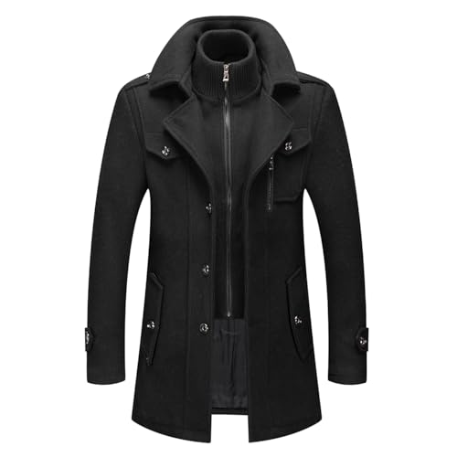 YiJee Herren Wintermantel, Slim Fit Zweiteiliger Mantel für Business und Freizeit, Schwarzer Wollmantel mit Stehkragen Peacoat und Warmer Integrierter Innenjacke YiJee Herren Wintermantel, Slim Fit Zweiteiliger Mantel für Business und Freizeit, Schwarzer Wollmantel mit Stehkragen Peacoat und Warmer Integrierter Innenjacke von YiJee