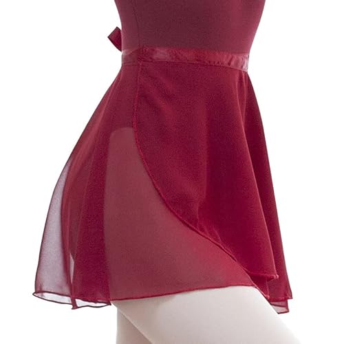 Ballett Wickelrock Chiffon Damen Tanz Rock Mit Taille Krawatte Maxi Länger Und Dünner rot，Anwendbar auf weibliche Tanzausbildung，kurz，rot von YiLang