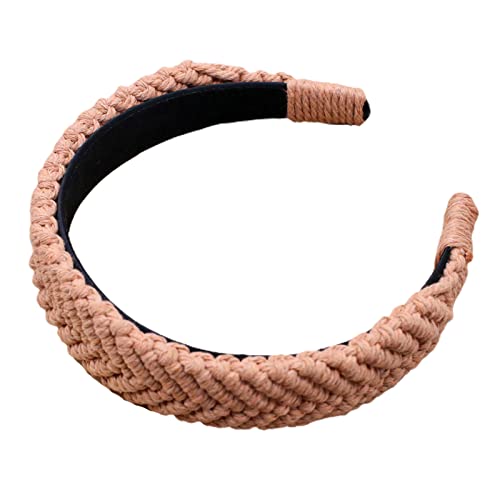 Böhmisches geflochtenes Stirnband, breites Haarband, Haarreifen, handgewebte Baumwolle, geflochtene Kopfbedeckung für Frauen, Slip, Bohemian-Turban, breites Haarband für Mädchen von YiQinzcxg