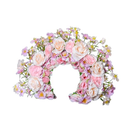 Buntes Blumen-Stirnband, doppelseitiger Haarkranz, Hochzeit, Party, Kostüm, Kopfschmuck für Braut, Damen, Haar-Accessoire, Blumenkopfschmuck von YiQinzcxg
