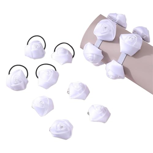 Elastische Haargummis, Schmetterling/Rose, Haargummi, Haarspangen-Set, 10 Stück, Spitzen-Haarseil, für Damen und Mädchen, Haarschmuck, Haarbänder-Set für Frauen und Mädchen von YiQinzcxg