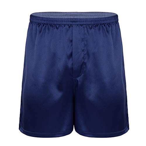 YiZYiF Herren Boxershorts Satin Glanz Boxer Briefs Seide Optik Schlafanzug Pyjamahose Shorts Locker Trunk Unterhose Königsblau L von YiZYiF