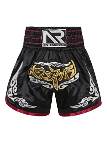 YiZYiF Herren Retro Shorts für Kickboxen Muay Thai K1 oder Jede Art von Kontaktsportarten Schwarz&Rot L von YiZYiF