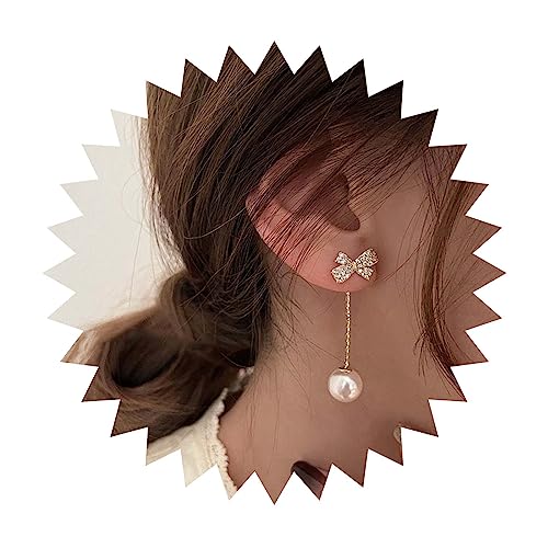 Yienate Boho Perle Quaste Tropfen Ohrringe Vintage Gold Schmetterling Bogen Ohrstecker Ohrringe Anweisung Perle Kugel Tropfen Baumeln Ohrringe Hochzeit Prom Perlenohrringe Schmuck Für Frauen von Yienate