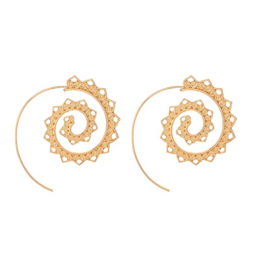 Yienate Boho Spiral Ohrringe Ohrstecker Hängend Spirale Herzförmig Ohrstecker Retro Strudel Große Ohrring für Frauen und Mädchen (Gold) von Yienate