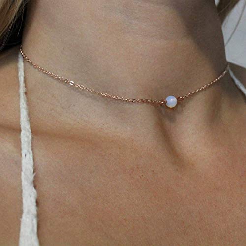 Yienate Fashion Opal Choker Halskette Gold Kette Kristall Perle Kugel Anhänger zierliche Halskette Schmuck für Frauen und Mädchen von Yienate