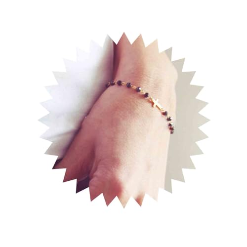 Yienate Mode Kreuz Türkis Armband Sklavenarmband Handgefertigt Schwarz Perlen Yoga Armband Kreuz Hand Kette Schmuck Geschenk Für Frauen Und Mädchen von Yienate
