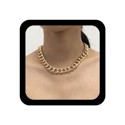 Yienate Punk Chunky Choker Halskette Gold Kubanische Gliederkette Dicke Breite Halsketten Büroklammerkette Choker Hip-hop Statement Unisex Halskette Charme Schmuck Für Frauen Mädchen Männer von Yienate