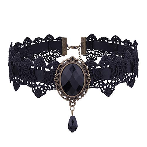 Yifnny Lace Choker, Vintage Black Lace Choker Halskette Lolita Choker Gothic Style Vampire Choker für Party Halloween Modeschmuck Chokerhalskette für Frauen Mädchen (Schwarz) von Yifnny