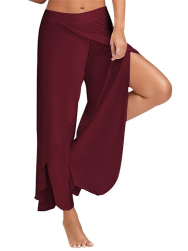 Hosen Damen Sporthose Yogahosen Sport Pumphose Haremshose Leichte Sommerhose Marlene Hose Rot 4XL von Yigoo