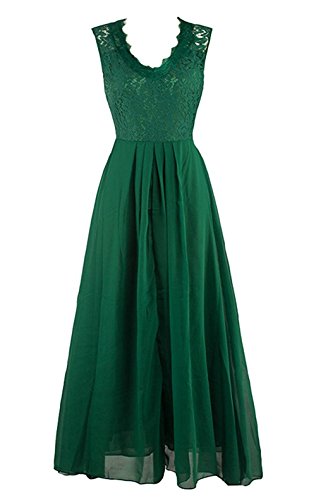 Yigoo Kleider Abendkleider Lang Cocktailkleid Damen Ballkleid Elegant Chiffon Neckholder Schulterfrei für Festlich Hochzeit Grün 2XL von Yigoo