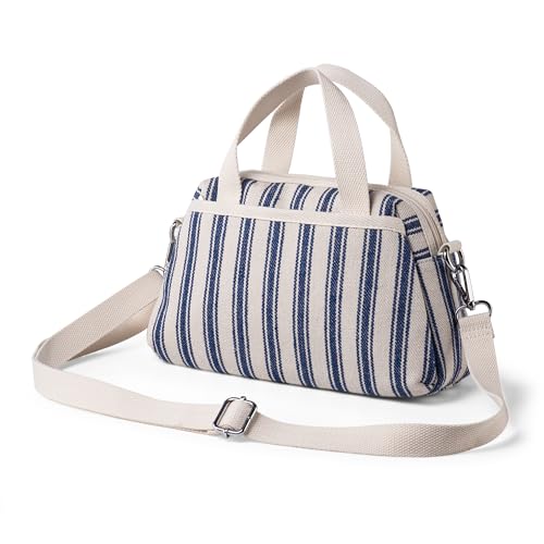 Yigorie Handtasche Damen, Mit Taschen Segeltuch Crossbody Bag Damen, Blauer Streifen Kleine Umhängetasche Damen von Yigorie