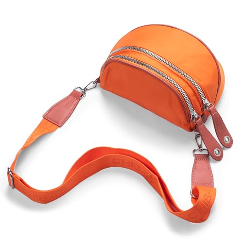 Yigorie Umhängetasche Damen, Orange Crossbody Bag Damen Breiter Gurt, Damen Multi-Pocket-Tasche Handtasche, Großer Kapazität von Yigorie