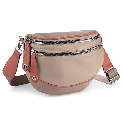 Yigorie Umhängetasche Damen, Khaki Crossbody Bag Damen Breiter Gurt, Nylon Mehrtaschentasche Damen Handtasche, Großer Kapazität von Yigorie