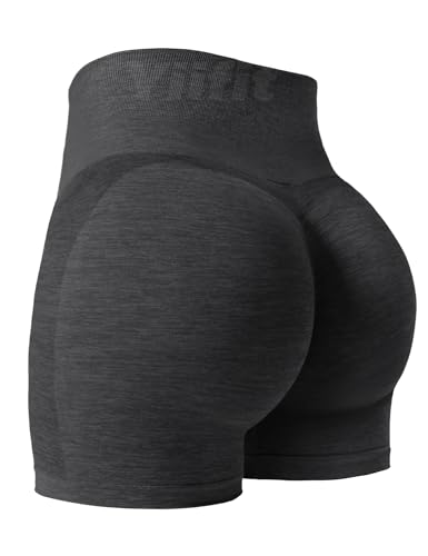 Yiifit Sport Shorts Damen Scrunch Butt Sportshorts High Waist Push Up Nahtlos Booty Gym Shorts Fitnesshose Kurz Hose Grau Medium von Yiifit