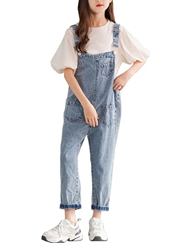 Yimutian Kinder Mädchen Latzhose Jeans Mädchen Denim Latzhose Baumwolle Overall Jeans Hose mit Hosenträger Blau 164 von Yimutian