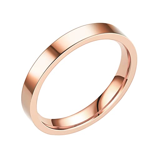 3 mm Edelstahl Solide Ringe Eheringe für Frauen Ringe für Männer Glatte Ringe Geometrie Ringe Größe 6 13 Frauen Ring, rose gold, 33 cm von Yinguo