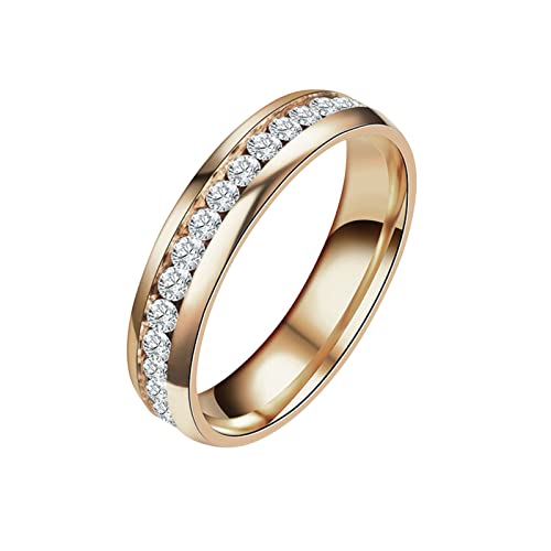 6MM Titan Stahl Diamant Sandgestrahlt Ringe Ehering Ringe für Frauen Ringe für Mädchen Mattierte Ringe Geometrie Ringe Größe 6 bis 13 Verstellbarer Ring, rose gold, 36 von Yinguo