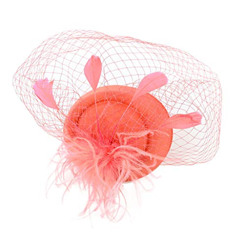 All Headband Fascinators Hut Pillbox Cocktail Kopfbedeckung Haar Damen Pin Hut Stirnband (A-Orange, Einheitsgröße) von Yinguo